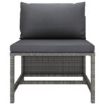 Salon de jardin 3 pcs avec coussins Résine tressée Gris – Image 6