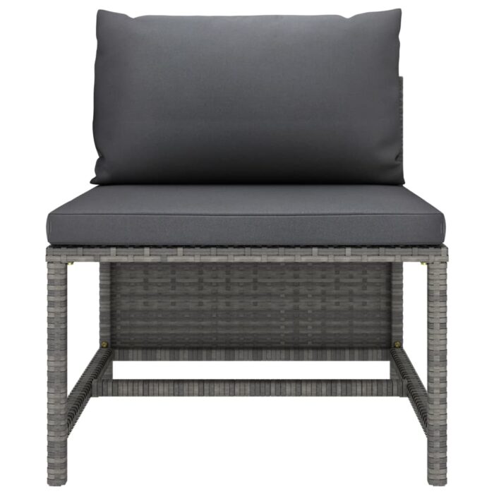 Salon de jardin 3 pcs avec coussins Résine tressée Gris – Image 6