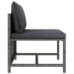 Salon de jardin 3 pcs avec coussins Résine tressée Gris – Image 7
