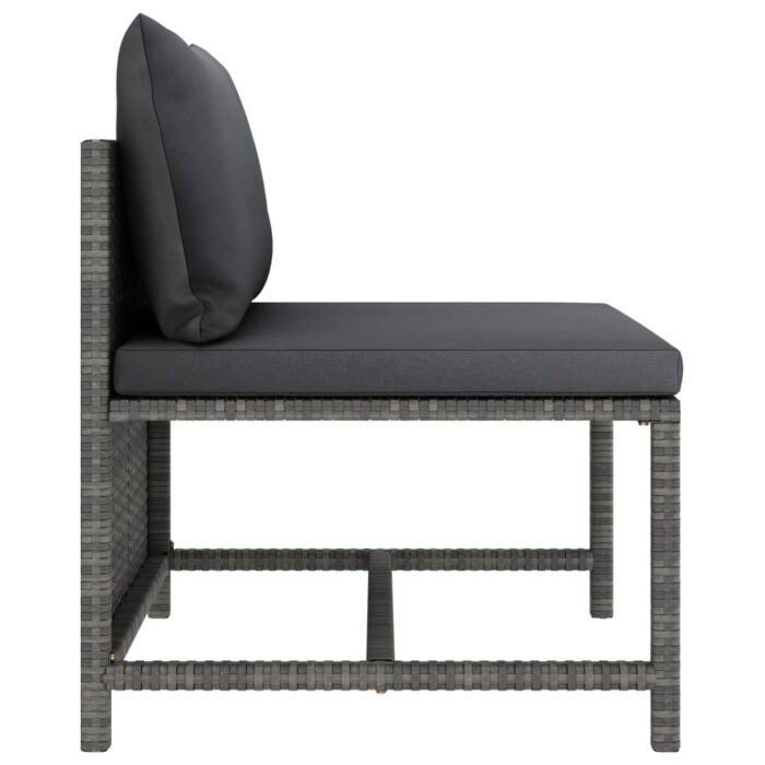 Salon de jardin 3 pcs avec coussins Résine tressée Gris – Image 7