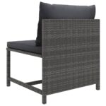 Salon de jardin 3 pcs avec coussins Résine tressée Gris – Image 8