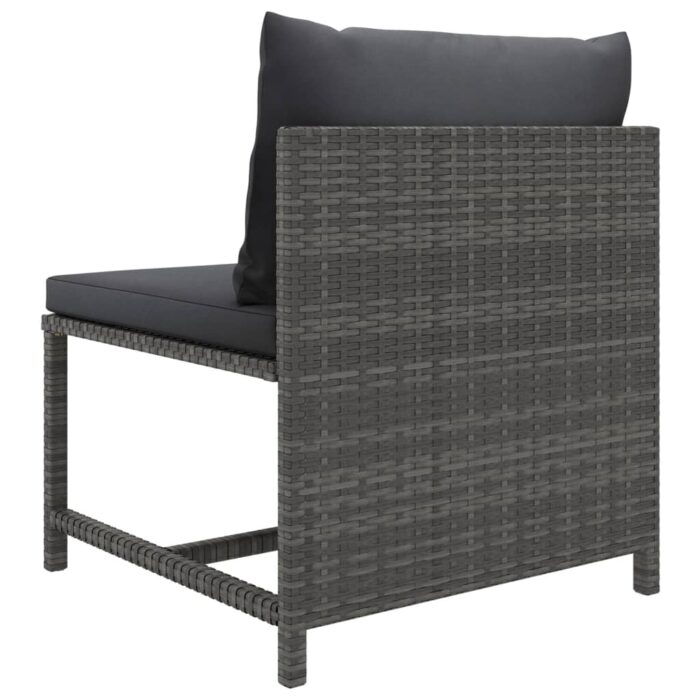 Salon de jardin 3 pcs avec coussins Résine tressée Gris – Image 8