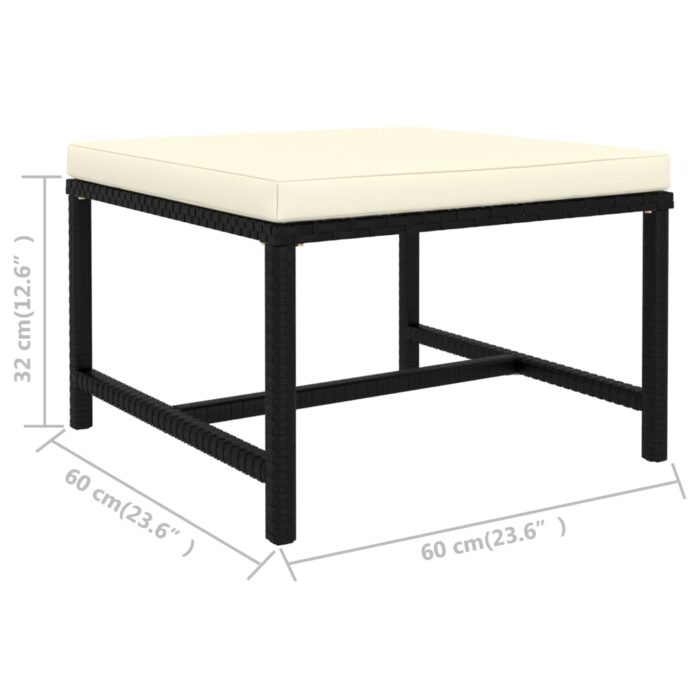 Canapés de jardin 3 pcs avec coussins Noir Résine tressée – Image 6