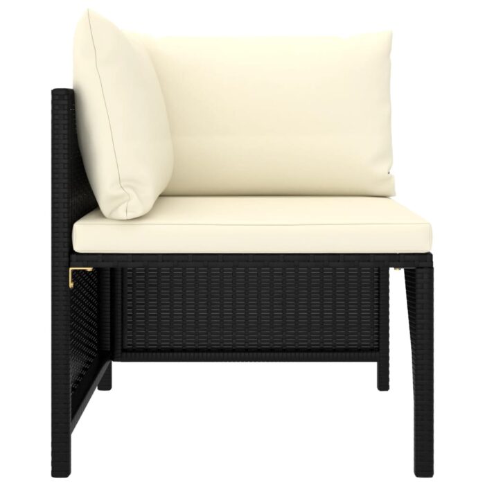 Canapé de jardin à 4 places avec coussins Noir Résine tressée – Image 2