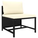 Canapé de jardin à 4 places avec coussins Noir Résine tressée – Image 3