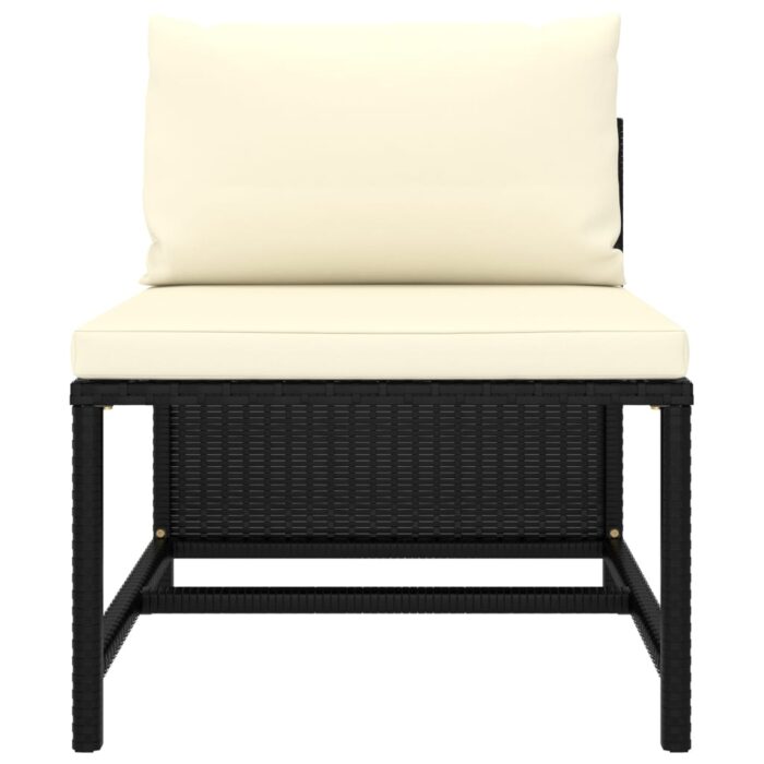 Canapé de jardin à 4 places avec coussins Noir Résine tressée – Image 4
