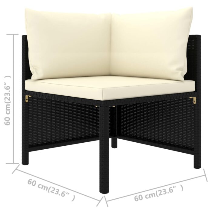 Canapé de jardin à 4 places avec coussins Noir Résine tressée – Image 5