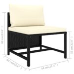 Canapé de jardin à 4 places avec coussins Noir Résine tressée – Image 6