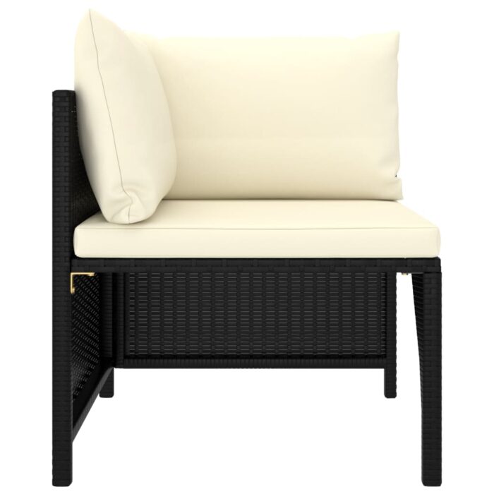 Canapés de jardin 3 pcs avec coussins Noir Résine tressée – Image 2