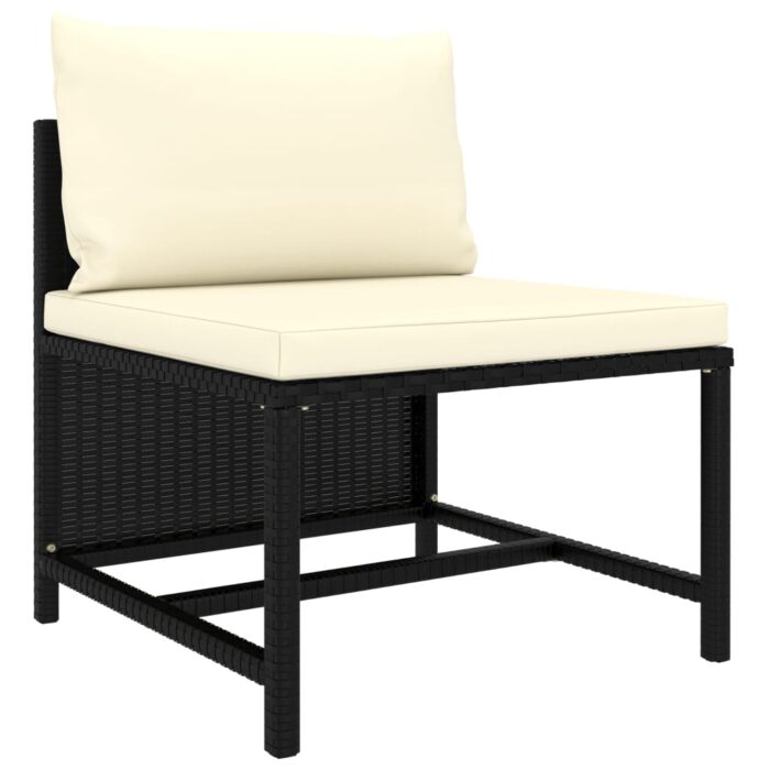 Canapés de jardin 3 pcs avec coussins Noir Résine tressée – Image 3