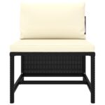 Canapés de jardin 3 pcs avec coussins Noir Résine tressée – Image 4