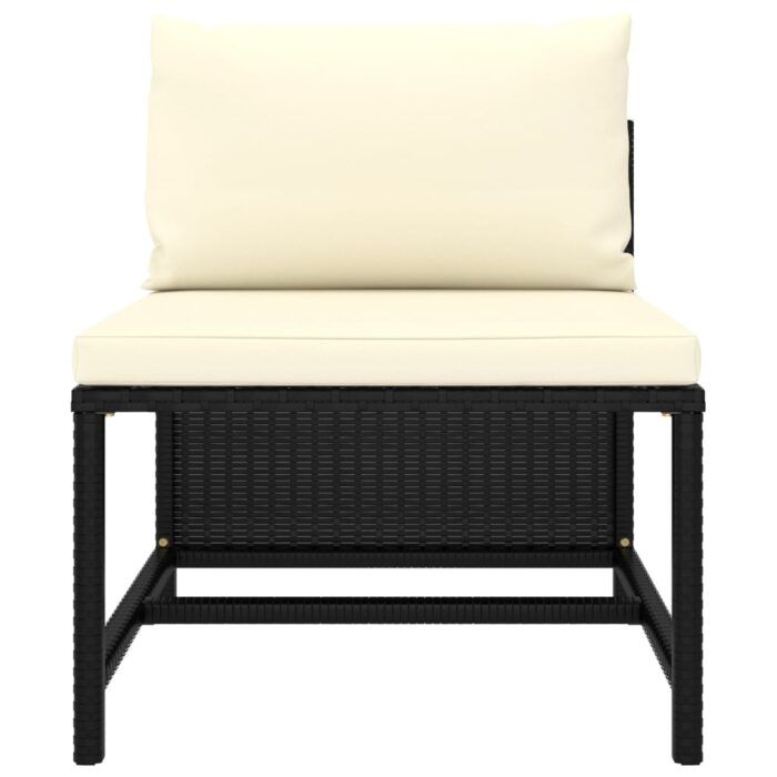 Canapés de jardin 3 pcs avec coussins Noir Résine tressée – Image 4