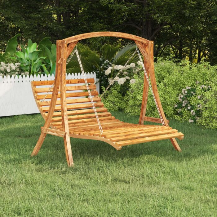Lit balançoire Bois courbé avec finition en teck 115x147x46 cm – Image 1