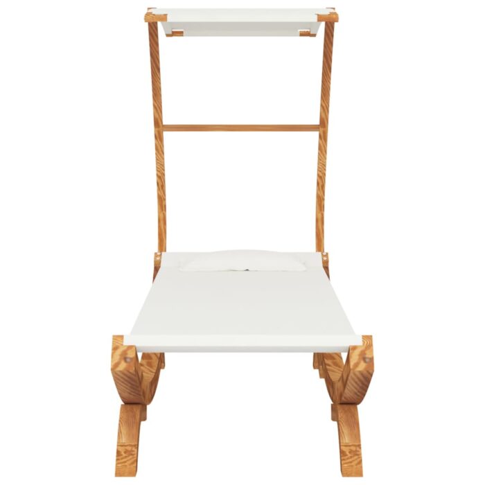 Lit repos avec auvent 100x190x134 cm Bois courbé massif Crème – Image 2