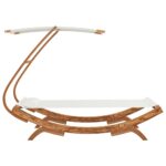 Lit repos avec auvent 100x190x134 cm Bois courbé massif Crème – Image 3