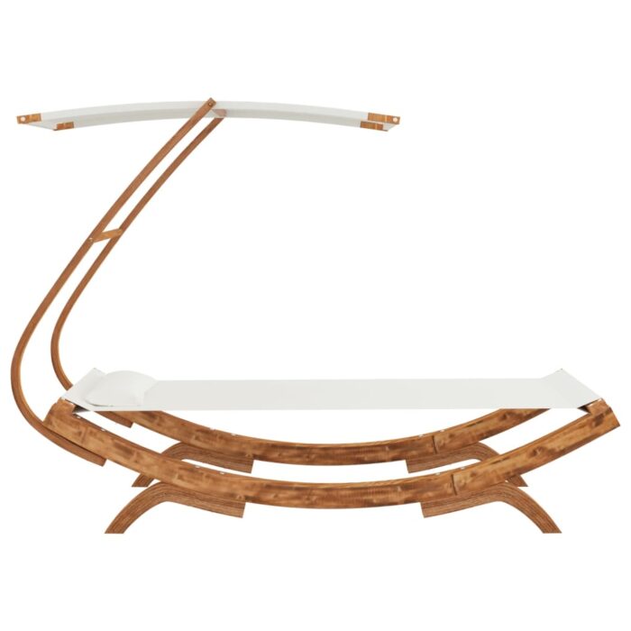 Lit repos avec auvent 100x190x134 cm Bois courbé massif Crème – Image 3