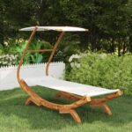 Lit repos avec auvent 100x190x134 cm Bois courbé massif Crème