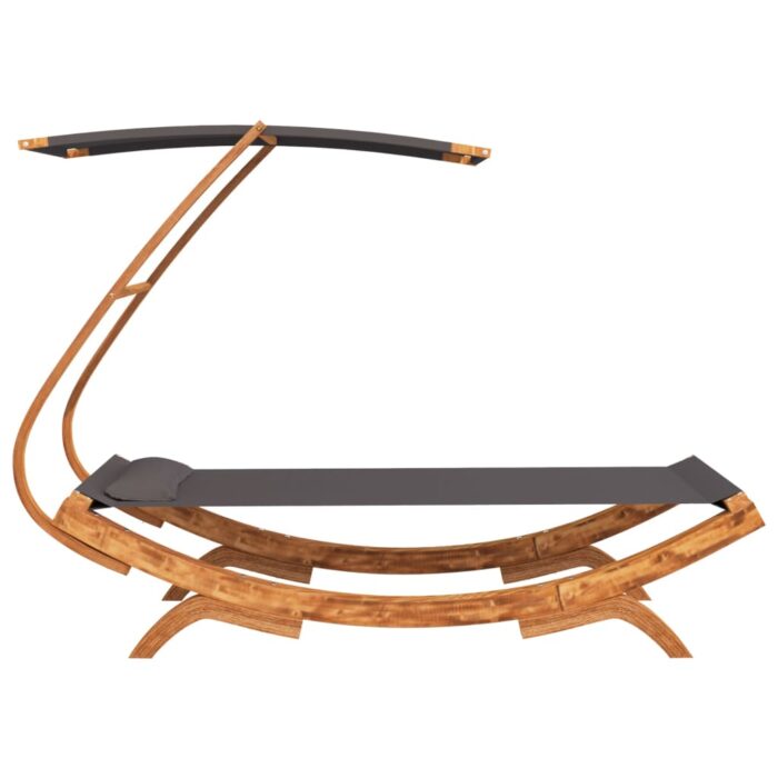 Lit repos et auvent 100x190x134cm Bois courbé massif Anthracite – Image 2