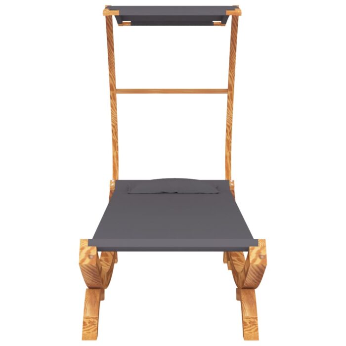 Lit repos et auvent 100x190x134cm Bois courbé massif Anthracite – Image 3
