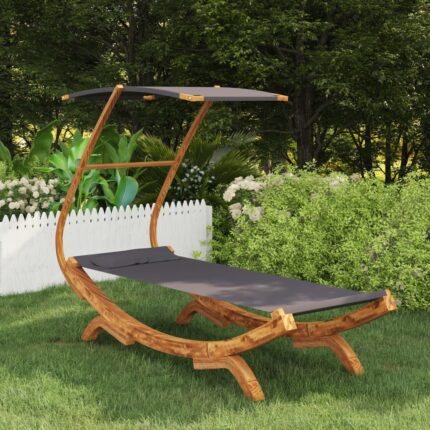 Lit repos et auvent 100x190x134cm Bois courbé massif Anthracite