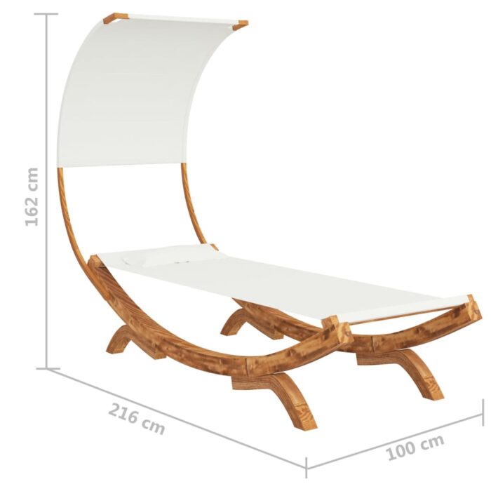 Lit repos avec auvent 100x200x126 cm Bois courbé massif Crème – Image 4