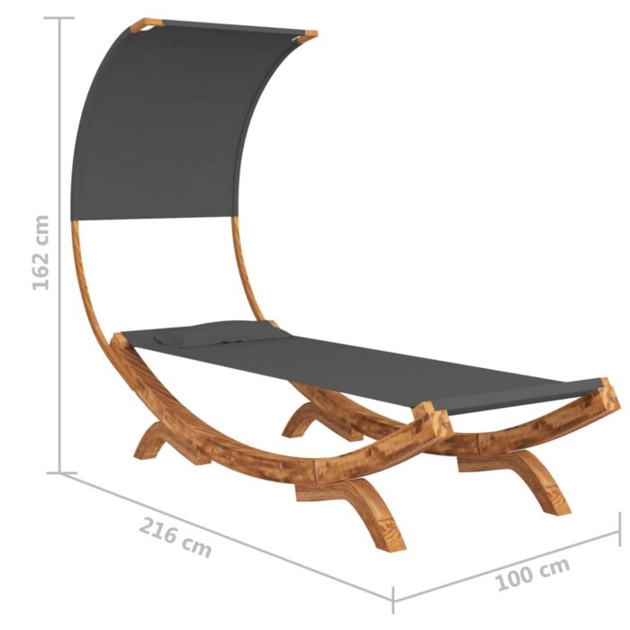 Lit repos et auvent 100x200x126 cm Bois courbé Anthracite – Image 4