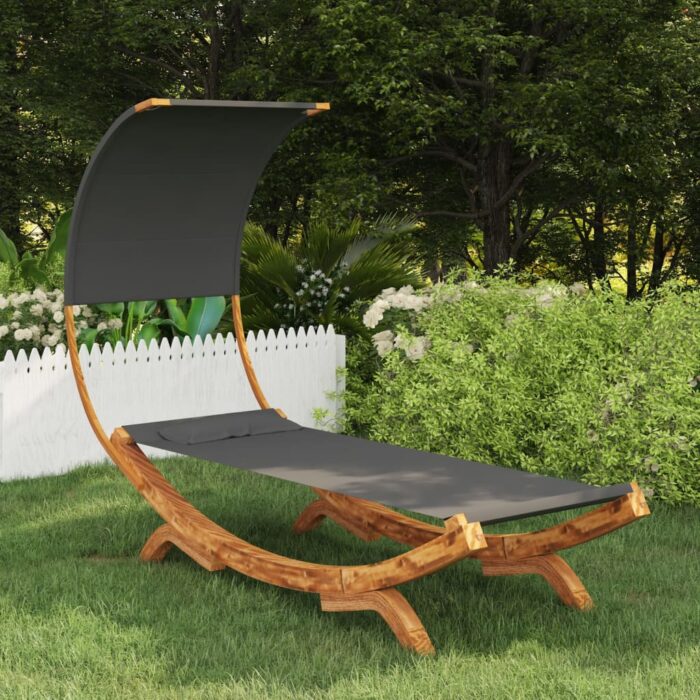 Lit repos et auvent 100x200x126 cm Bois courbé Anthracite – Image 1