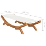 Lit de repos extérieur 100x188,5x44 cm Bois courbé massif Crème – Image 4