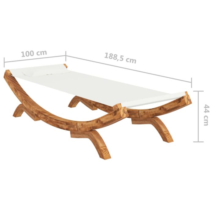 Lit de repos extérieur 100x188,5x44 cm Bois courbé massif Crème – Image 4
