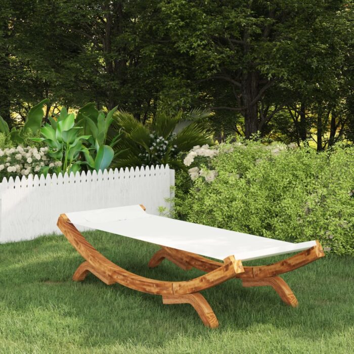 Lit de repos extérieur 100x188,5x44 cm Bois courbé massif Crème – Image 1