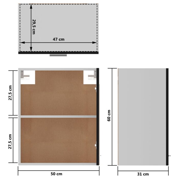 Armoires suspendue "Lyon"s 2 pcs Noir 50x31x60 cm – Image 9