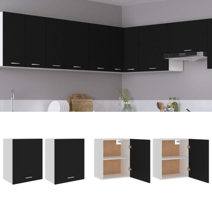 Armoires suspendue "Lyon"s 2 pcs Noir 50x31x60 cm – Image 1