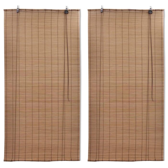 Stores roulants en bambou 2 pcs Marron 120x220 cm – Image 1