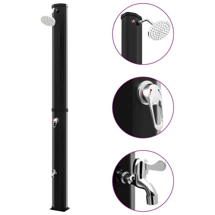 Douche solaire d'extérieur avec pomme de douche et robinet 35 L – Image 1