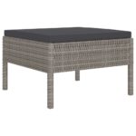 Salon de jardin 4 pcs avec coussins résine tressée gris – Image 2