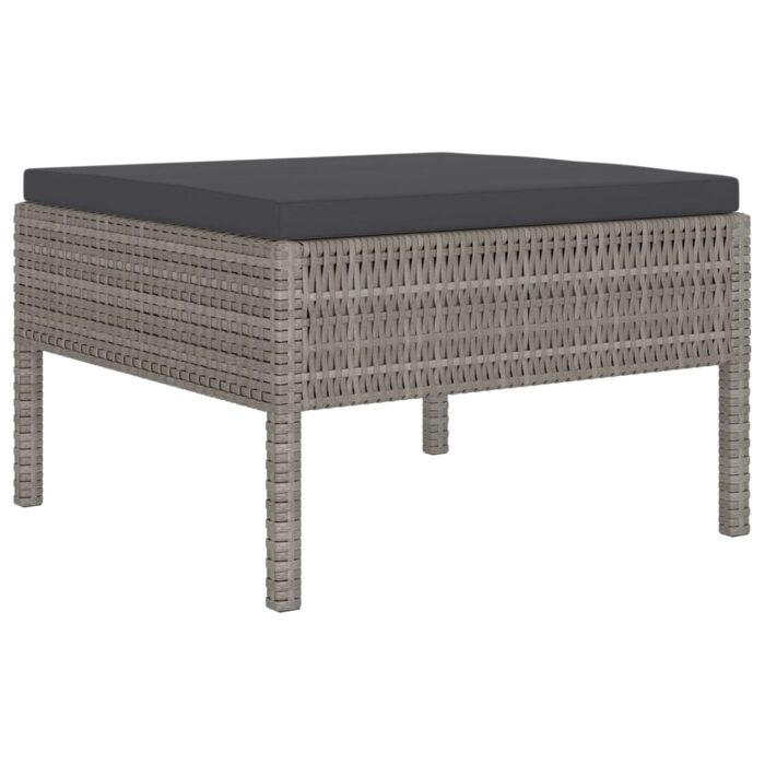 Salon de jardin 4 pcs avec coussins résine tressée gris – Image 2