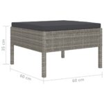 Salon de jardin 4 pcs avec coussins résine tressée gris – Image 4