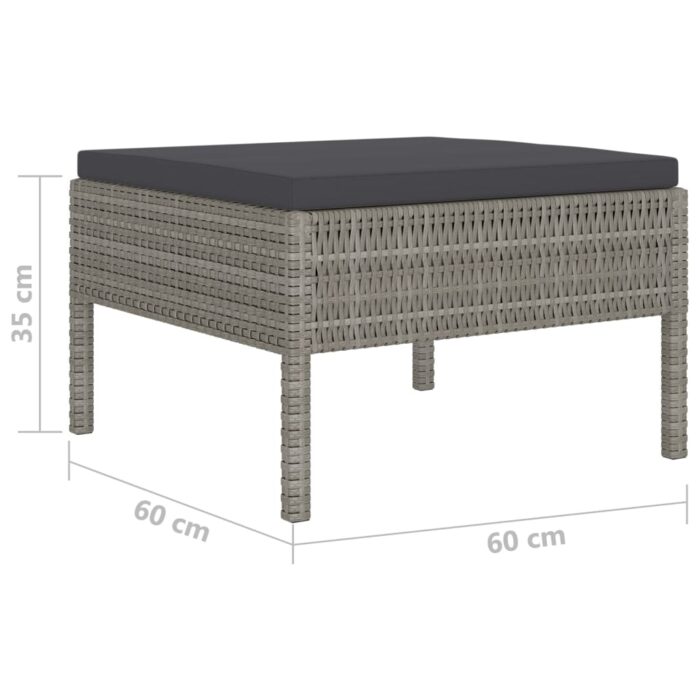 Salon de jardin 4 pcs avec coussins résine tressée gris – Image 4