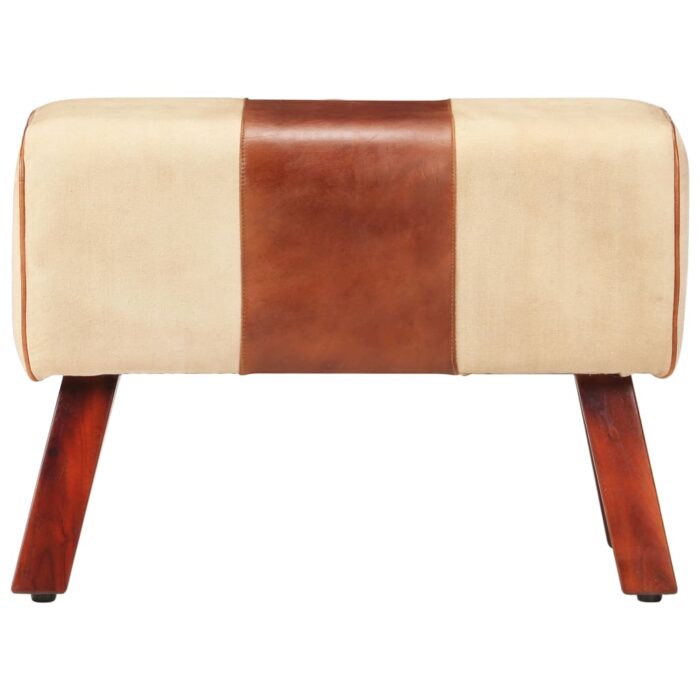 Banc saut de cheval 58 cm marron cuir véritable et manguier – Image 2