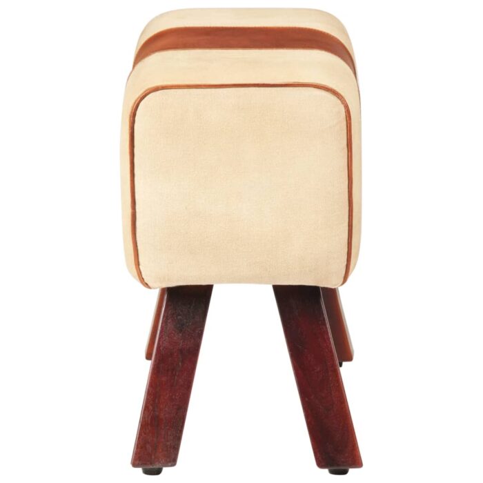 Banc saut de cheval 58 cm marron cuir véritable et manguier – Image 3