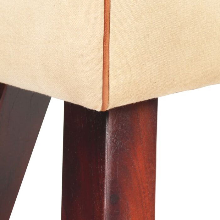 Banc saut de cheval 58 cm marron cuir véritable et manguier – Image 4