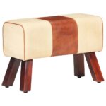 Banc saut de cheval 58 cm marron cuir véritable et manguier – Image 7