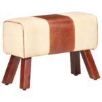 Banc saut de cheval 58 cm marron cuir véritable et manguier – Image 8
