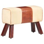 Banc saut de cheval 58 cm marron cuir véritable et manguier – Image 9