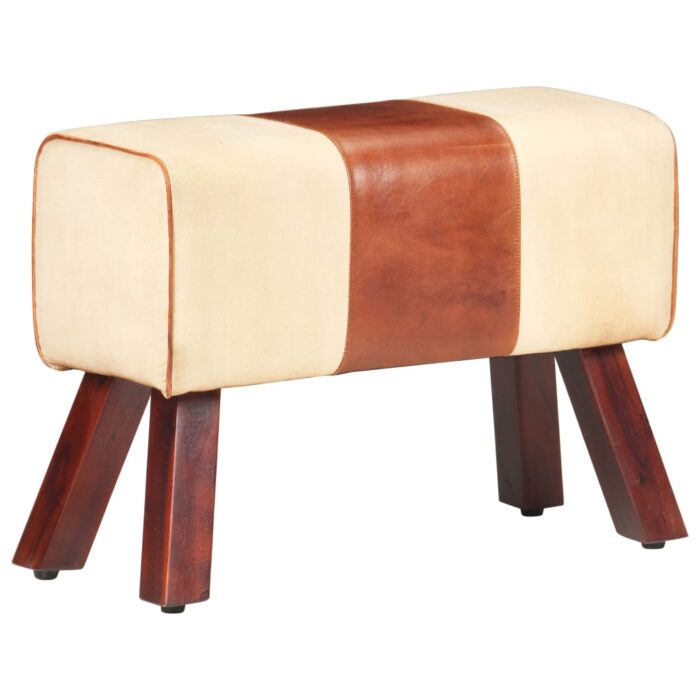 Banc saut de cheval 58 cm marron cuir véritable et manguier – Image 9