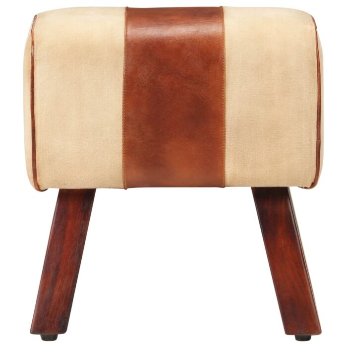 Banc saut de cheval 38 cm marron cuir véritable et manguier – Image 2