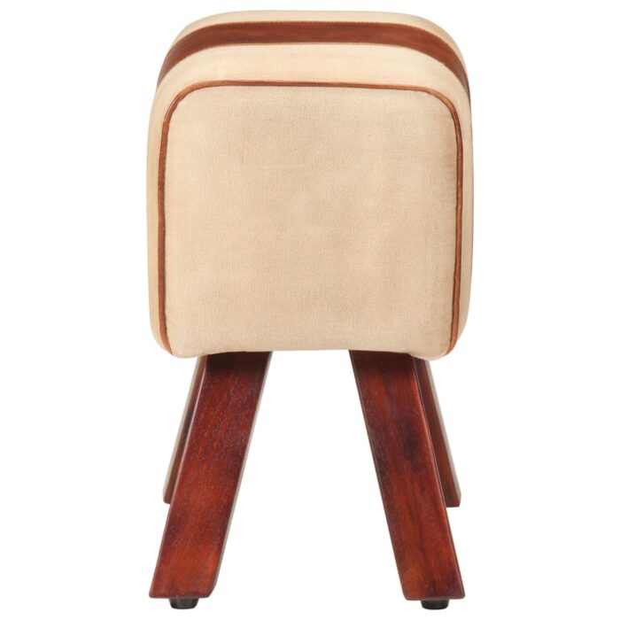 Banc saut de cheval 38 cm marron cuir véritable et manguier – Image 3
