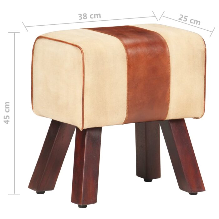 Banc saut de cheval 38 cm marron cuir véritable et manguier – Image 5