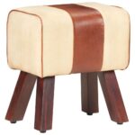 Banc saut de cheval 38 cm marron cuir véritable et manguier – Image 6