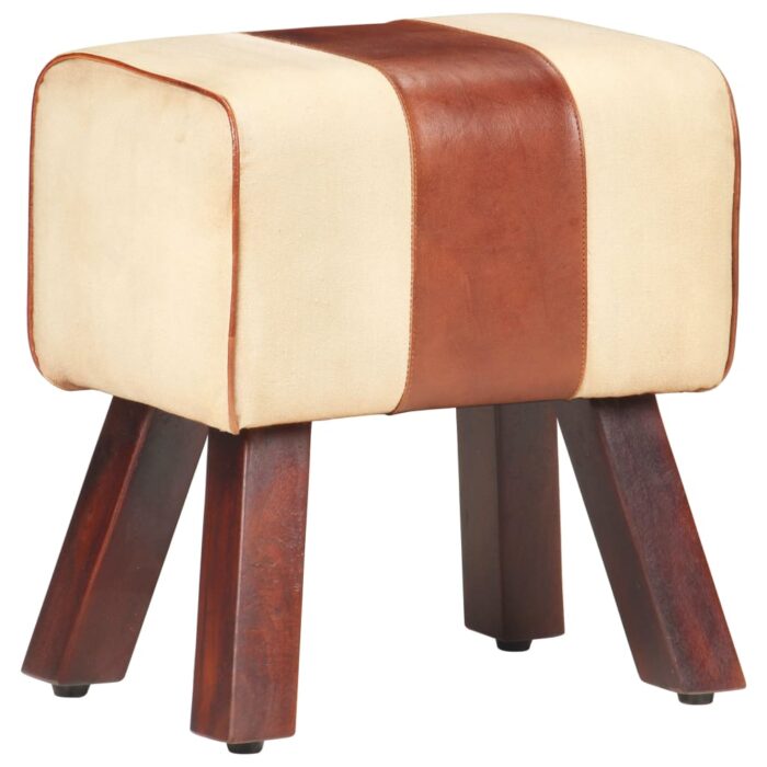 Banc saut de cheval 38 cm marron cuir véritable et manguier – Image 7